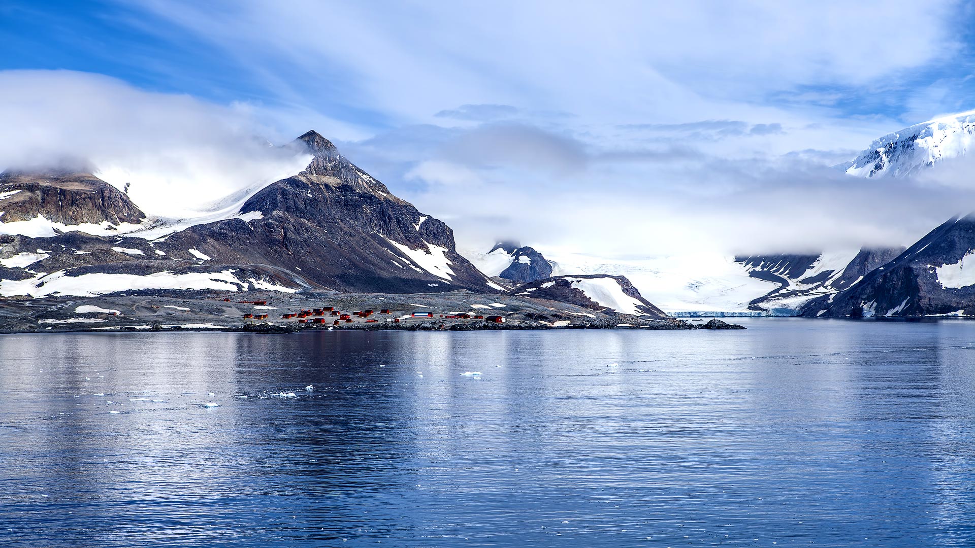 Here we may stop at the research station at Hope Bay, on the tip of the Peninsula ...